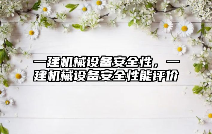 一建機械設備安全性，一建機械設備安全性能評價