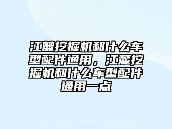 江麓挖掘機和什么車型配件通用，江麓挖掘機和什么車型配件通用一點