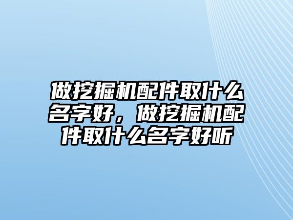 做挖掘機(jī)配件取什么名字好，做挖掘機(jī)配件取什么名字好聽