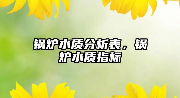 鍋爐水質(zhì)分析表，鍋爐水質(zhì)指標(biāo)