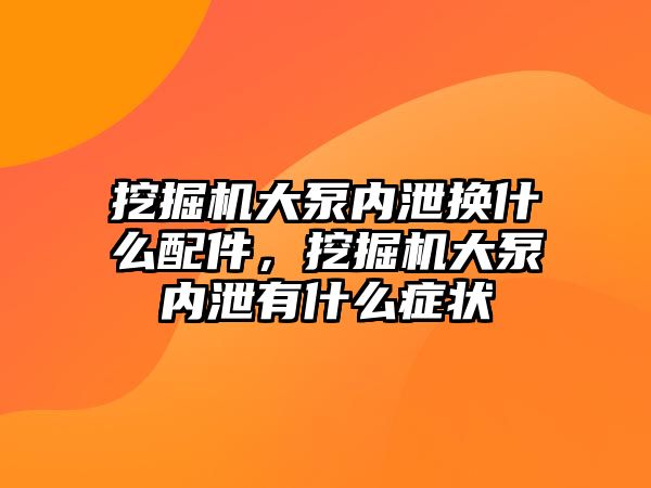 挖掘機大泵內(nèi)泄換什么配件，挖掘機大泵內(nèi)泄有什么癥狀