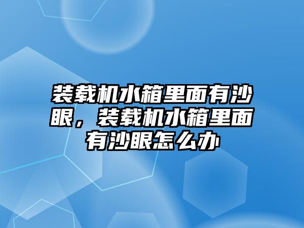 裝載機(jī)水箱里面有沙眼，裝載機(jī)水箱里面有沙眼怎么辦