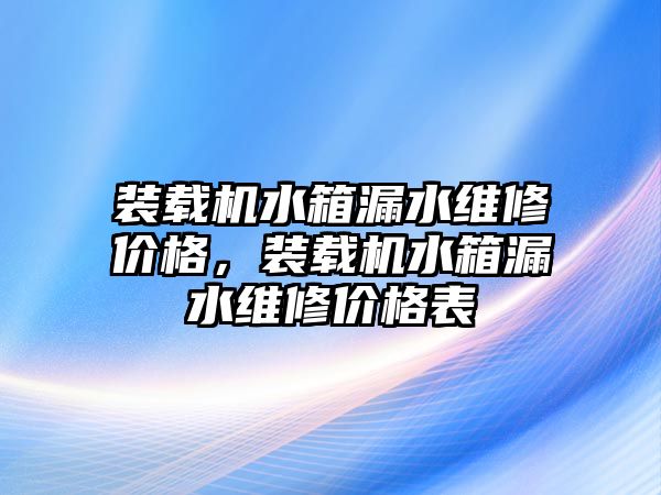 裝載機(jī)水箱漏水維修價格，裝載機(jī)水箱漏水維修價格表