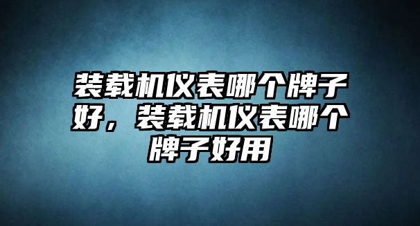 裝載機儀表哪個牌子好，裝載機儀表哪個牌子好用