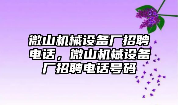 微山機(jī)械設(shè)備廠招聘電話，微山機(jī)械設(shè)備廠招聘電話號(hào)碼