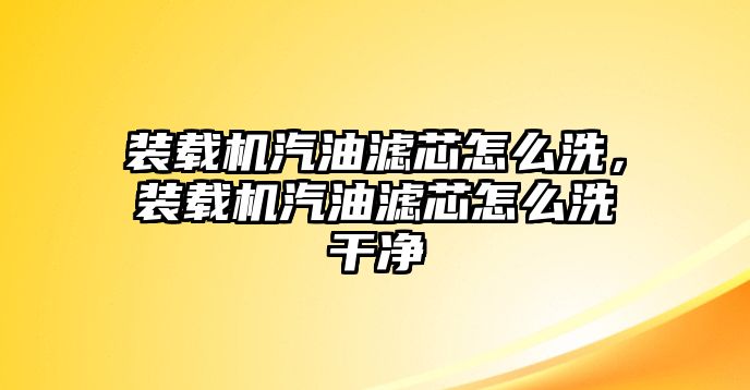 裝載機(jī)汽油濾芯怎么洗，裝載機(jī)汽油濾芯怎么洗干凈