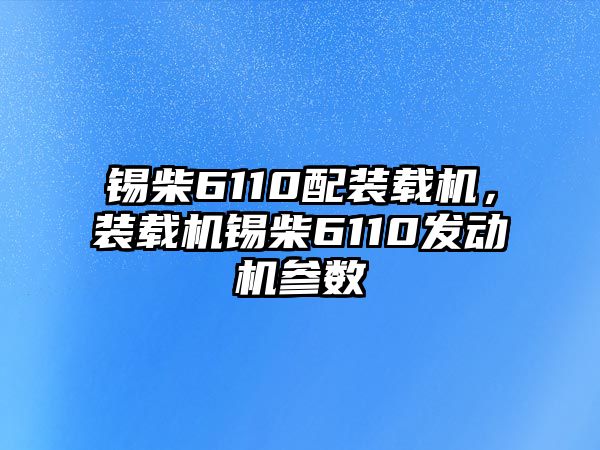 錫柴6110配裝載機(jī)，裝載機(jī)錫柴6110發(fā)動(dòng)機(jī)參數(shù)