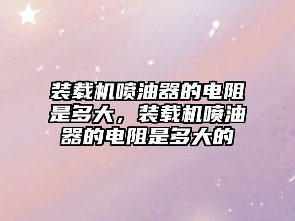 裝載機噴油器的電阻是多大，裝載機噴油器的電阻是多大的