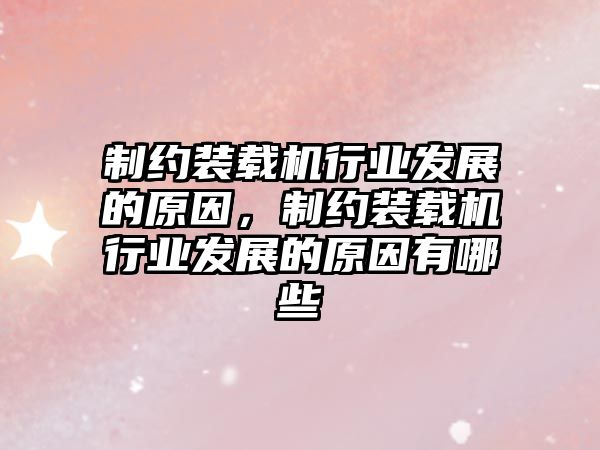 制約裝載機行業(yè)發(fā)展的原因，制約裝載機行業(yè)發(fā)展的原因有哪些