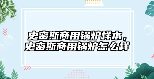 史密斯商用鍋爐樣本，史密斯商用鍋爐怎么樣