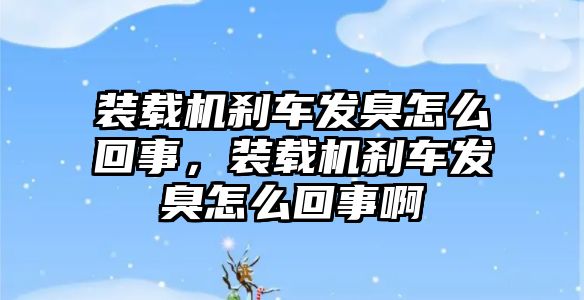 裝載機剎車發(fā)臭怎么回事，裝載機剎車發(fā)臭怎么回事啊