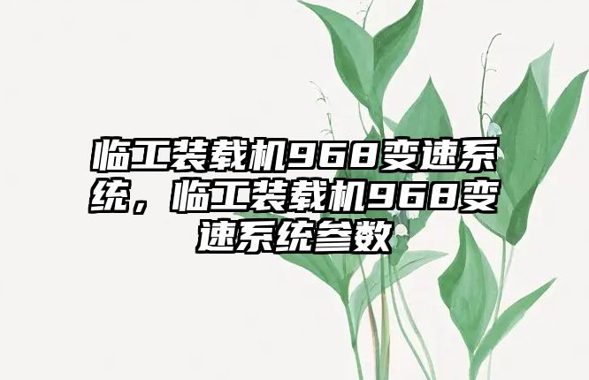 臨工裝載機968變速系統(tǒng)，臨工裝載機968變速系統(tǒng)參數(shù)