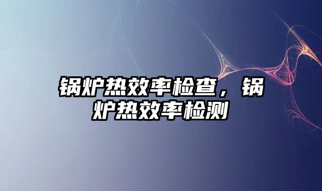 鍋爐熱效率檢查，鍋爐熱效率檢測