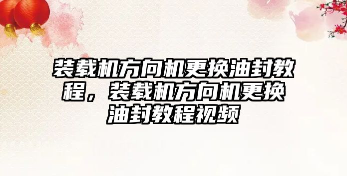 裝載機方向機更換油封教程，裝載機方向機更換油封教程視頻