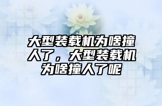 大型裝載機(jī)為啥撞人了，大型裝載機(jī)為啥撞人了呢