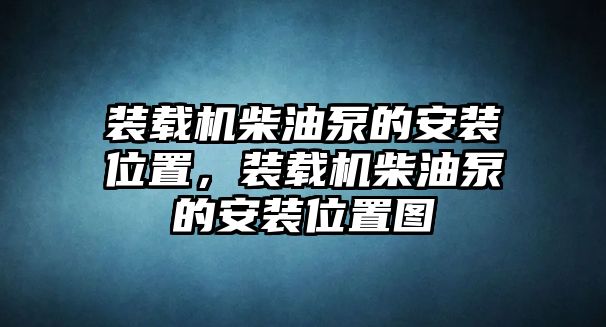 裝載機柴油泵的安裝位置，裝載機柴油泵的安裝位置圖