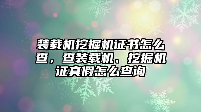 裝載機(jī)挖掘機(jī)證書(shū)怎么查，查裝載機(jī)、挖掘機(jī)證真假怎么查詢