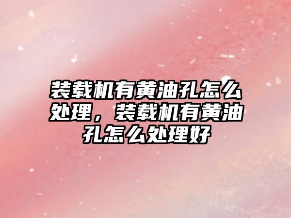 裝載機有黃油孔怎么處理，裝載機有黃油孔怎么處理好