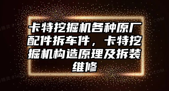 卡特挖掘機(jī)各種原廠配件拆車件，卡特挖掘機(jī)構(gòu)造原理及拆裝維修