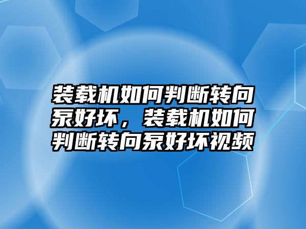 裝載機如何判斷轉向泵好壞，裝載機如何判斷轉向泵好壞視頻