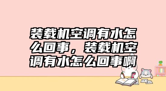 裝載機(jī)空調(diào)有水怎么回事，裝載機(jī)空調(diào)有水怎么回事啊