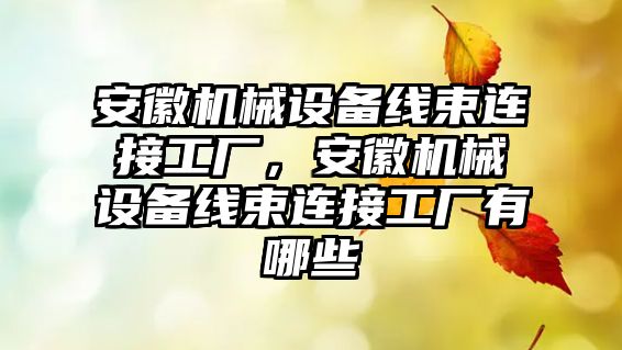 安徽機械設備線束連接工廠，安徽機械設備線束連接工廠有哪些