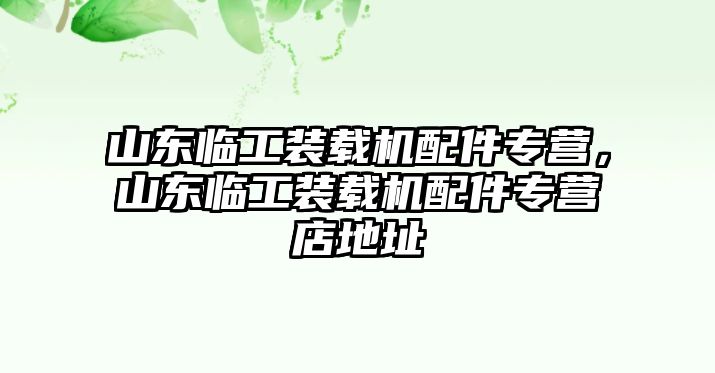 山東臨工裝載機(jī)配件專營，山東臨工裝載機(jī)配件專營店地址