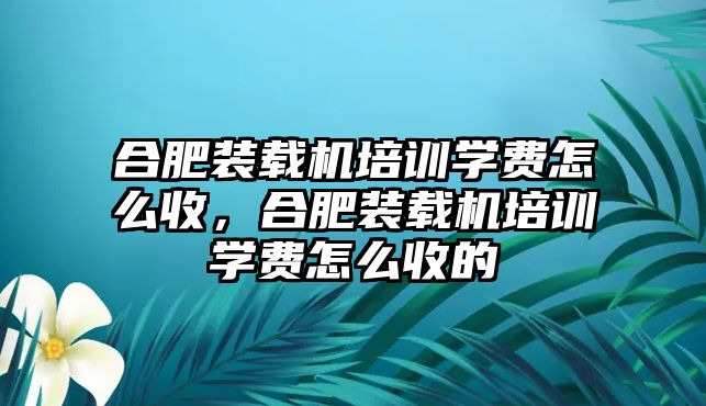 合肥裝載機(jī)培訓(xùn)學(xué)費(fèi)怎么收，合肥裝載機(jī)培訓(xùn)學(xué)費(fèi)怎么收的