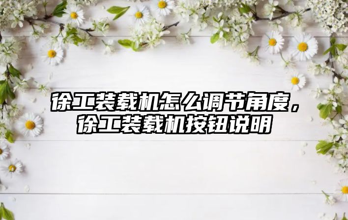 徐工裝載機怎么調節(jié)角度，徐工裝載機按鈕說明