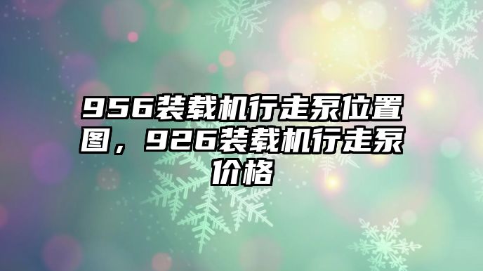 956裝載機行走泵位置圖，926裝載機行走泵價格