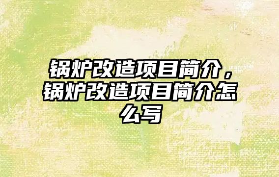 鍋爐改造項目簡介，鍋爐改造項目簡介怎么寫