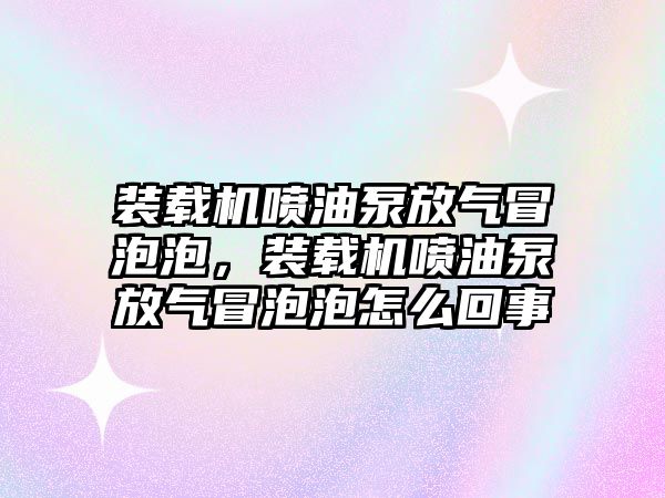 裝載機(jī)噴油泵放氣冒泡泡，裝載機(jī)噴油泵放氣冒泡泡怎么回事