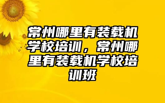 常州哪里有裝載機學校培訓，常州哪里有裝載機學校培訓班